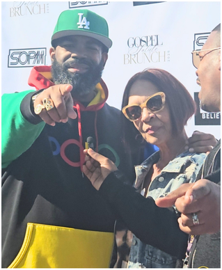 Perry Bennett being interviewed at the Gospel Brunch